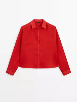 100% льняная рубашка Massimo Dutti, красный