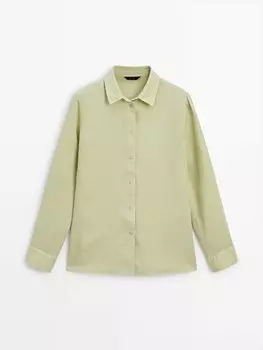 100% льняная рубашка Massimo Dutti, зеленый