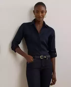 100% льняная рубашка, PXS-3X Lauren Ralph Lauren, черный