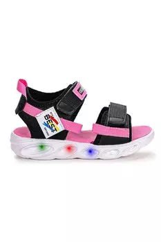 100 Сандалии с подсветкой для девочек/мальчиков на липучке Обувь 100 KKO KDS, новый черный