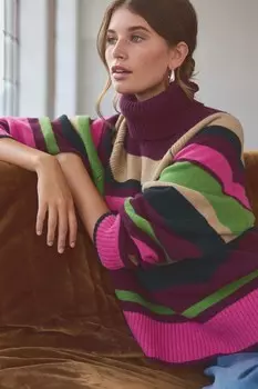 100% шерсть премиум класса трикотажный джемпер с высоким воротником Next, мультиколор