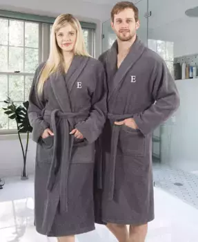 100% турецкий хлопок Персонализированный махровый халат - серый Linum Home