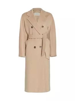 101801 Icon Madame Двубортное пальто из шерсти и кашемира Max Mara, песочный