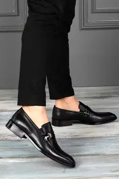 1047 Повседневная классическая мужская обувь из 100% кожи Nevzat Zhre, черный