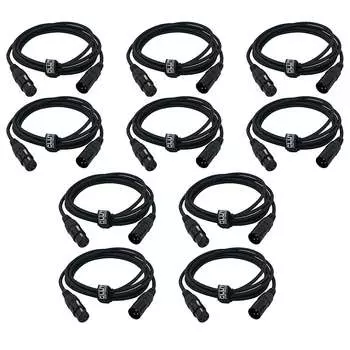 10-футовые соединительные кабели Sure-Fit DMX, 10 шт. American DJ 10FT Sure-Fit DMX Connecting Cables 10 Pack