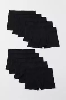 10 хлопковых боксеров H&amp;M, черный