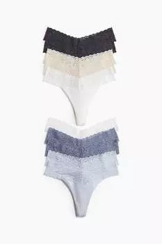 10 кружевных стрингов H&M, мультиколор