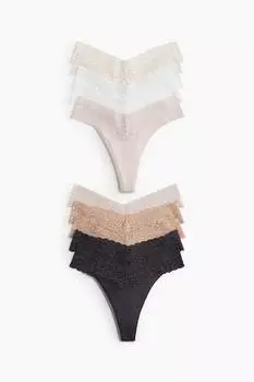 10 кружевных стрингов H&M, мультиколор