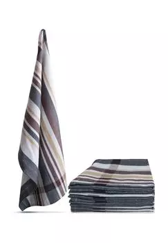 10 кухонных полотенец в полоску Toffee Stripe Aspero, серый