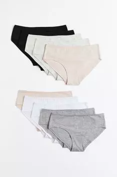 10 пар хипстерских трусов H&amp;M, черный/светло-серый меланж