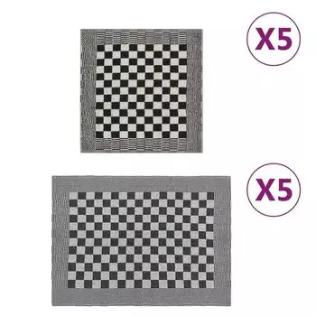 10 шт. Комплект полотенец черный и серый хлопок DKD HOME DECOR