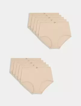 10 шт. трусы из хлопка и лайкры Marks & Spencer, розовый кварц