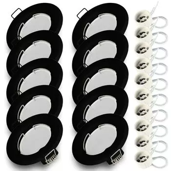 10x точечный светильник встраиваемый SET RIK-15 черный GU10 7W теплый белый Kwazar