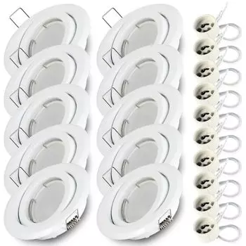 10x встраиваемых точечных светильников SET RIK.19 поворотный белый GU10 7W теплый белый Kwazar