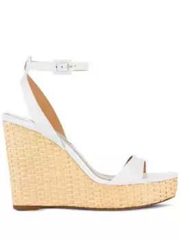 110-миллиметровые кожаные эспадрильи Sunseeker на танкетке Aquazzura, белый