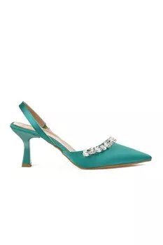 114 Зеленые женские вечерние модельные туфли с атласным камнем Ayakmod
