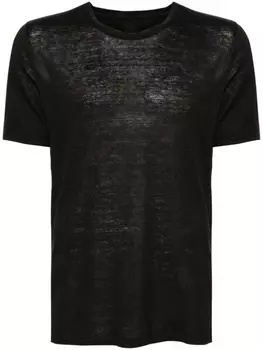 120% Lino льняная футболка с круглым вырезом, черный