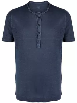 120% Lino льняная футболка с круглым вырезом, синий