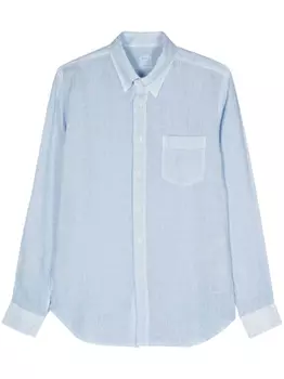 120% Lino льняная рубашка из ткани шамбре, синий