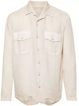 120% Lino льняная рубашка с заостренным воротником, нейтральный цвет