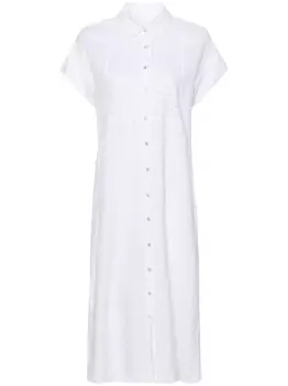 120% Lino платье-рубашка миди с английской вышивкой, белый