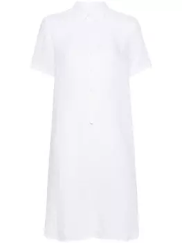 120% Lino платье-рубашка с короткими рукавами, белый