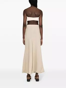 120% Lino расклешенная льняная юбка миди, нейтральный цвет