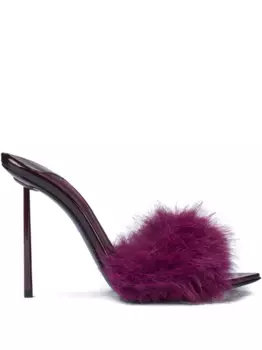 120-миллиметровые лакированные мюли Bella с перьями Le Silla