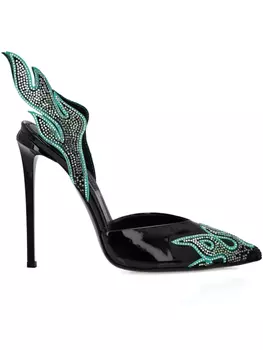 120-миллиметровые туфли с пламенной отделкой Philipp Plein, черный