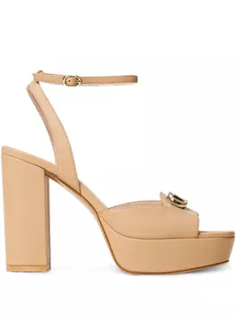 120 мм кожаные сандалии TWINSET, коричневый