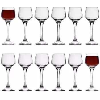 12 бокалов для хереса Lal емкостью 80 мл — маленький набор стеклянной посуды для портвейна с замятым ликером, десертного вина, напитка, ужина — от LAV