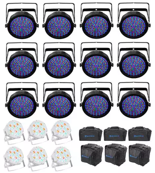 Светодиодные прожекторы заливающего света Chauvet SlimPAR 64 RGBA DMX, 12+6 штук