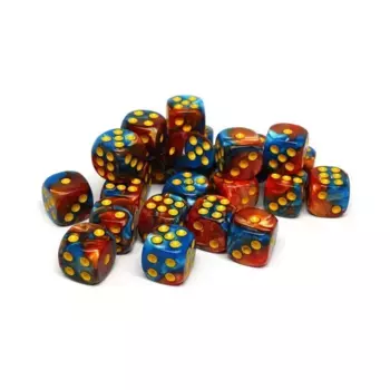 12 мм d6, кобальт и медь, вихрь желтого цвета (25), Dice - 25 Piece D6 Sets (Easy Roller Dice)