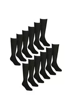 12 пар бамбуковых носков до колена, мягкие однотонные длинные школьные носки Sock Snob, черный