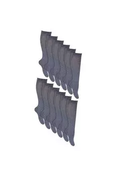 12 пар длинных дышащих хлопковых школьных носков до колена Sock Snob, серый