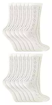 12 пар хлопковых носков до щиколотки для девочек в упаковке с пелерином Sock Snob, белый