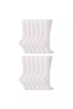 12 пар мягких хлопковых носков до колена белого цвета для школы Sock Snob, белый