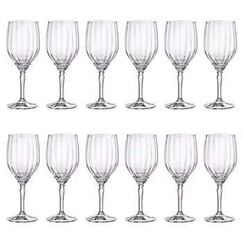 12 прозрачных бокалов для белого вина Florian объемом 380 мл — маленькие стеклянные красные розовые бокалы с длинной ножкой для коктейлей, подарочный набор — от Bormioli Rocco