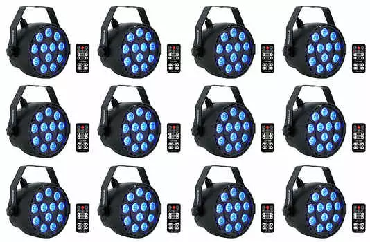 12 Rockville RockPAR TRI LED RGB Compact Par Can DJ DMX Wash Lights+Remote Black (12) ROCKPAR TRI BLACK