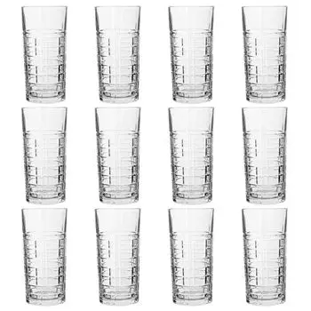 12 стаканов Brit Highball емкостью 356 мл — большие стеклянные стаканы Hi Ball для воды, джина, сока, коктейлей, набор чашек — от LAV, темно-синий