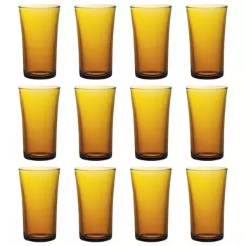 12 желтых стаканов Lys Highball емкостью 280 мл — большой стеклянный набор стаканов для воды, джина, сока, коктейлей, напитков — от Duralex, желтый