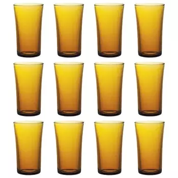 12 желтых стаканов Lys Highball емкостью 280 мл — большой стеклянный набор стаканов для воды, джина, сока, коктейлей, напитков — от Duralex, желтый