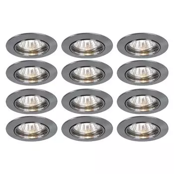 12x светодиодных встраиваемых точечных светильников, круглые, серебристые, 8,3 см, PREMIUM LINE etc-shop