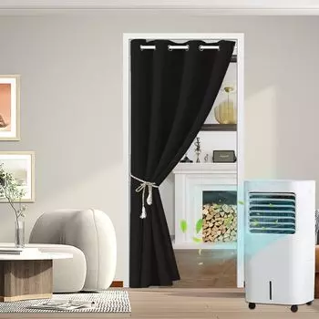 132x244см, комплект из 2 утолщенных бархатных плотных штор, непрозрачные шторы, лента с рюшами, плотные шторы, гостиная, синий lapamax, черный