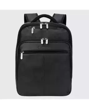 13-дюймовый дорожный рюкзак для ноутбука из натуральной кожи, тонкий ручная кладь дневной рюкзак Alpine Swiss, черный