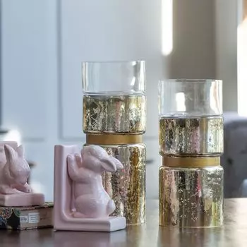 13-дюймовый золотистый подсвечник Glamour Halloway с небольшой колонной