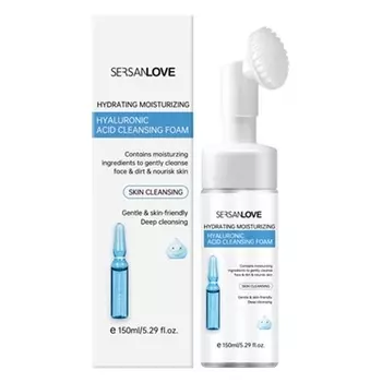 150 мл Очищающее средство для лица с силиконовой массажной щеткой - Пена для удаления кожи с лица и глаз - Гиалуроновая кислота - Очищение и восстановление для глубокой очистки всех типов кожи Sersanlove