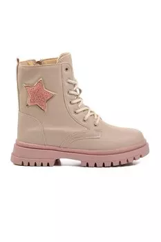1575-F Детские ботинки из флиса бежево-пудрового цвета Pepino