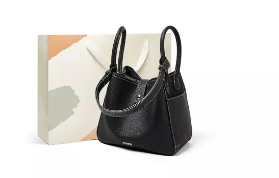 15 MINS Сумка-ведро для мамы из коровьей кожи, сумка-ведро на одно плечо, женская, среднего размера, цвета слоновой кости/полночно-черного цвета