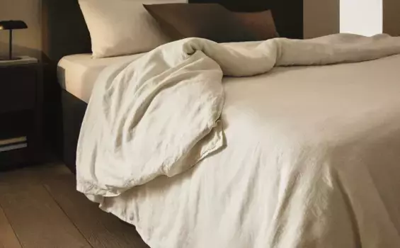 (160 гxм) пододеяльник из стираного льна Zara Home, белый